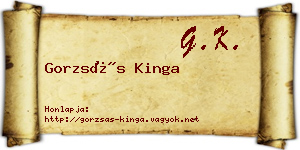 Gorzsás Kinga névjegykártya